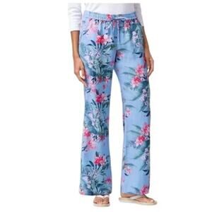 NWT TOMMY BAHAMA‎ Madeira Blooms Linen Easy Pants Floral Blue Pink S